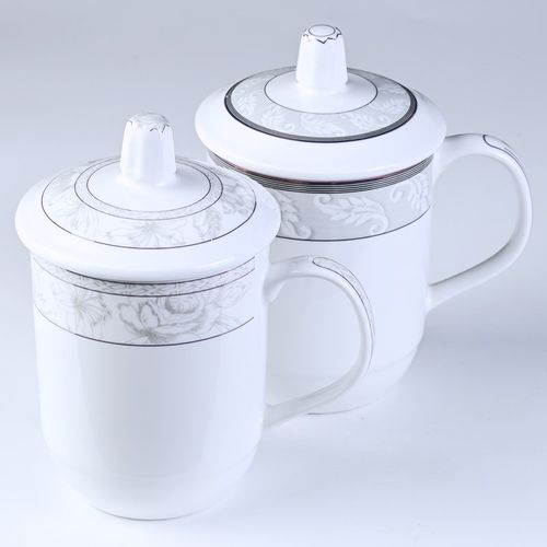 陶瓷杯带盖酒店宾馆客房水杯家用泡茶杯子I办公室会议杯定制印log