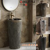 洗手台陶瓷 阳台复古洗手盆一体立柱盆落地式 D960系列圆形柱盆