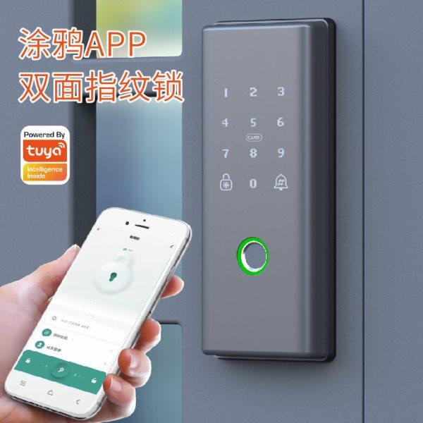 铁栏门密码锁办公室玻璃门木门有框涂鸦智能手机联动双面指纹锁,基础建材,电子锁,淘宝优惠券,粉丝福利购,淘宝优惠卷