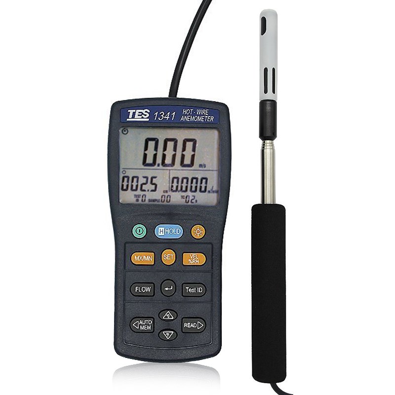 台湾泰仕bTES-1341N热线式风速计便携手持热球式风速仪高精度测风