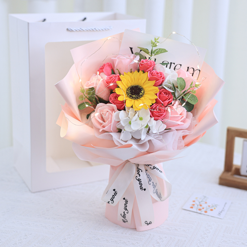毕业中高考生日礼物仿真玫瑰向日葵花束永生花成品送女生闺蜜同学