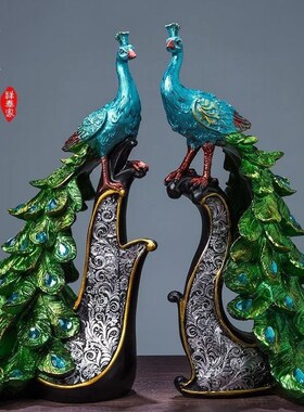 欧式玄关创意新房工艺孔雀电视柜摆件现代家居酒柜装饰品结婚礼品