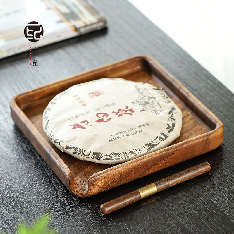 一纪琥珀木实木茶盘茶饼分茶盘普洱茶茶叶盒家用简约撬茶赏茶托盘
