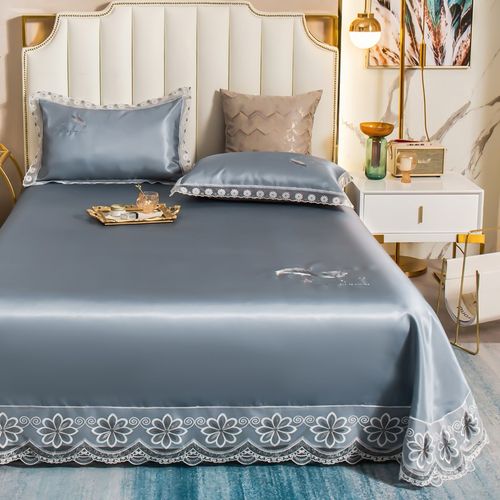 冰丝凉席夏季三件套轻奢高级软席蕾丝花边学生宿舍夏天家用软席子