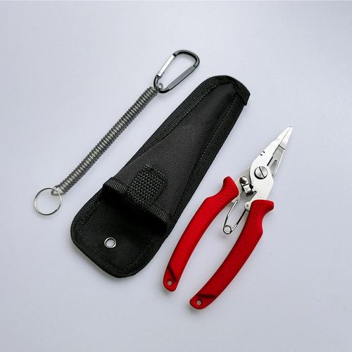 绑线专用多功能带锁扣平口钳剪线鱼钳户外垂钓渔具扯线压铅剪工具