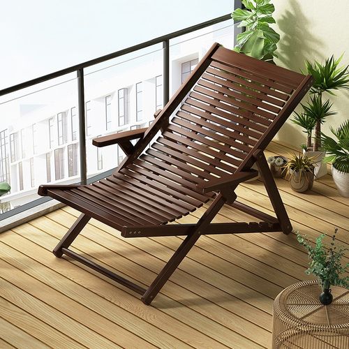 阳台单人躺椅休闲老人午睡午休新款可折叠靠背椅子客厅晒太阳楠竹