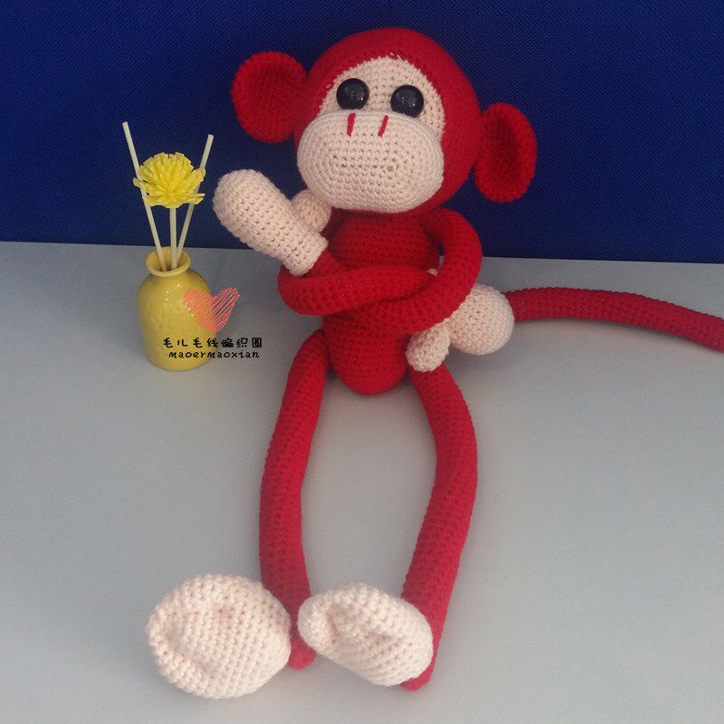 毛线手作编织勾线手织玩偶小动物小猴子钩针织diy手工制作材料包