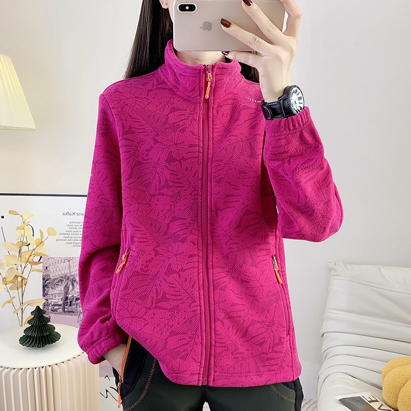 户外抓绒衣外套女防寒保暖摇粒绒加厚开衫运动徒步立领加绒卫衣男