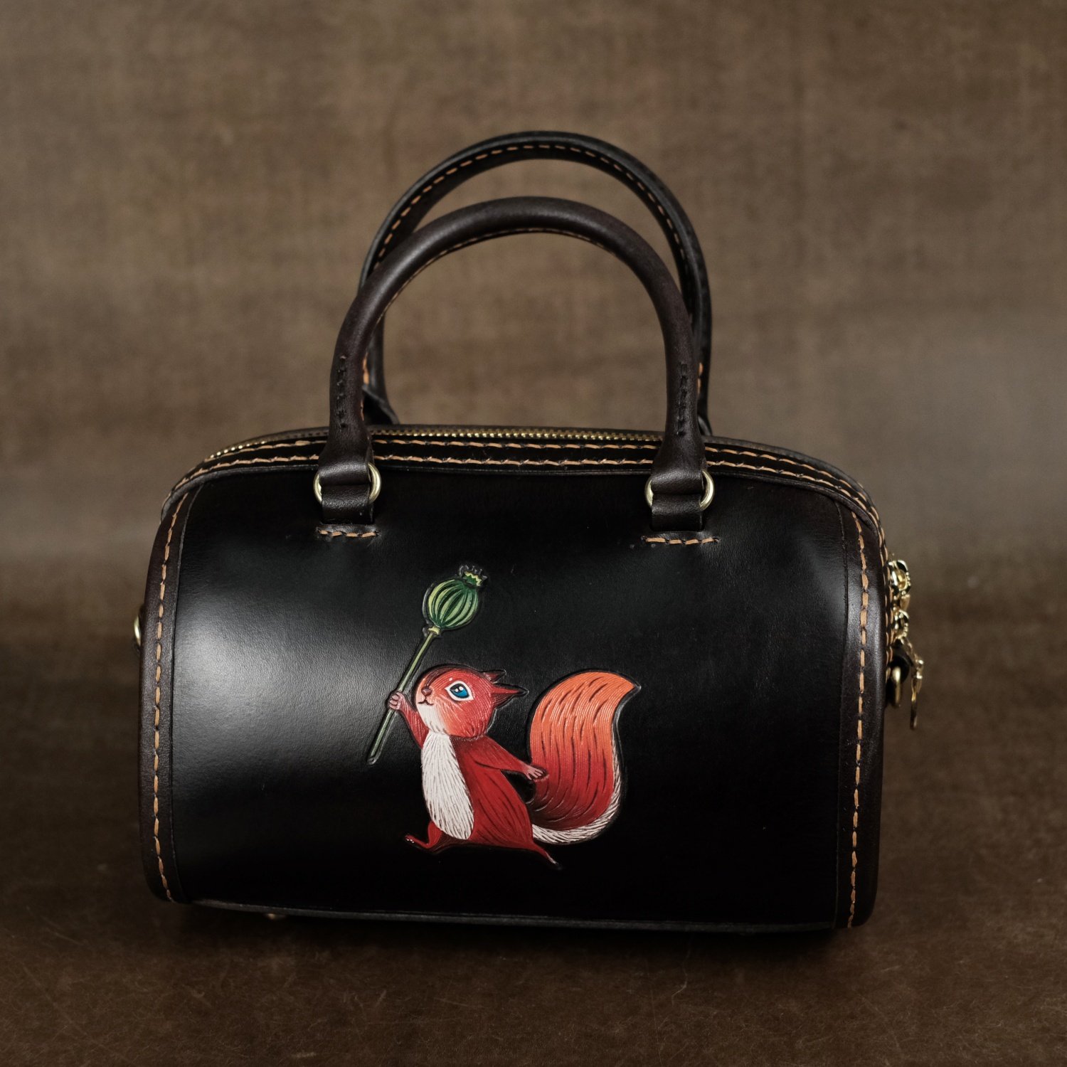 2026新款【迷你波士顿（松鼠）】时尚手拎皮雕斜挎包,箱包皮具/热销女包/男包,通用款女包,淘宝优惠券,粉丝福利购,淘宝优惠卷