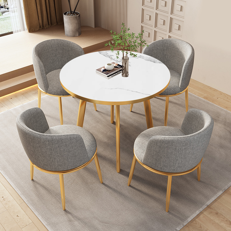 网红轻奢大理石洽谈桌椅组合4S店铺售楼部意式会客接待谈判圆桌子