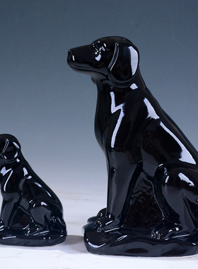 黑色陶瓷小狗风水摆件 十二生肖犬狗招财狗 家居装饰品工艺品摆件