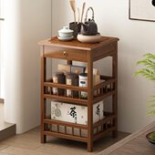 小型博古架新中式 茶具茶叶置物架茶室专用收纳柜非实木落地茶架子