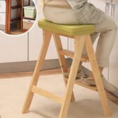 梯凳可折叠厨房凳多功能板凳家用实木高脚凳三步梯椅吧台凳收纳