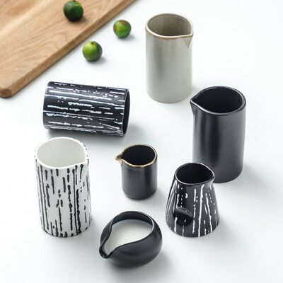 特色小奶盅迷你奶缸奶罐蜂蜜奶杯咖啡牛奶壶奶勺北欧汁斗糖缸陶瓷