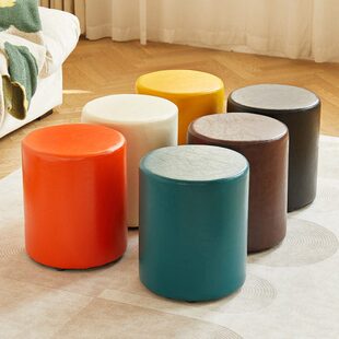 25高矮凳皮圆凳子入户原木垫脚凳儿童坐凳客厅茶几凳礼品凳耐擦洗
