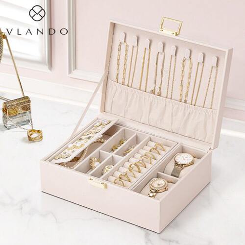 VLANDO唯兰朵24新款高档首饰盒精致黄金珠宝收纳盒生日礼物女生
