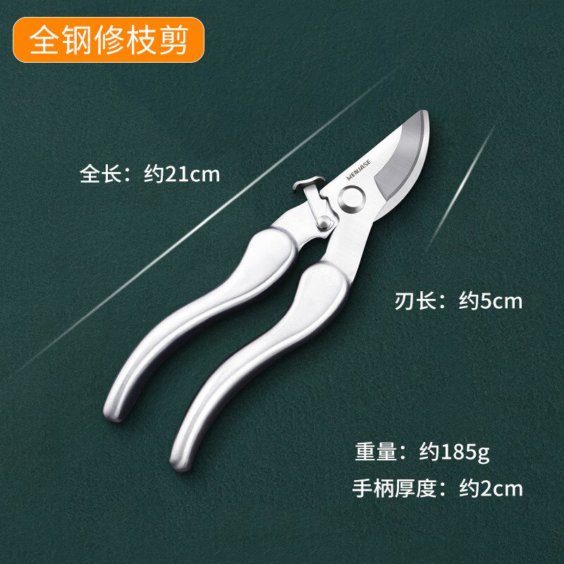 修枝剪刀304全不锈钢剪枝摘果剪园林剪树枝家用花艺剪子