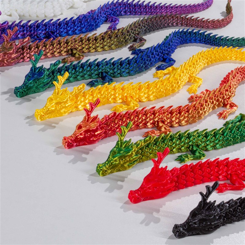 3d打印关节活动龙中国龙水晶龙恐龙模型鱼缸造景玩具摆件车内装饰