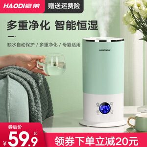 豪弟加湿器家用静音卧室大容量喷雾孕妇婴儿净化空气小型上加水