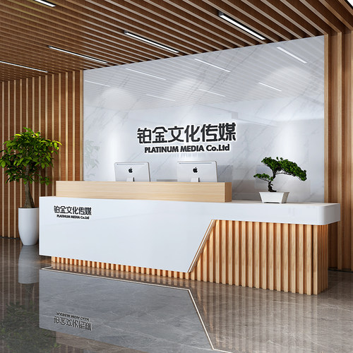 公司前台接待台简约现代仿大理石前台收银柜台P酒店美容院烤漆吧