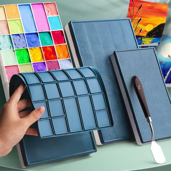 24格36格软盖小颜料盒调色盒水粉水彩48格保湿盒密封调色盘分装丙