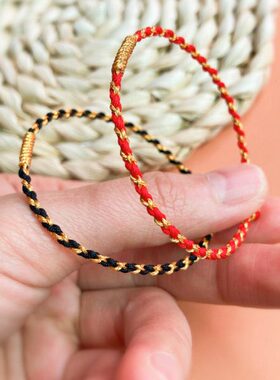 四股编织钻石结金丝编织绳龙年简捻手炼粗男女红绳手工编织绳手炼