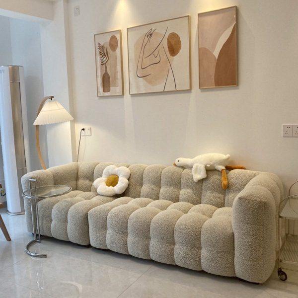 网红棉花糖布艺沙发法式复古简约诧寂风奶油风大小户型客厅三人位,住宅家具,布艺沙发,淘宝优惠券,粉丝福利购,淘宝优惠卷