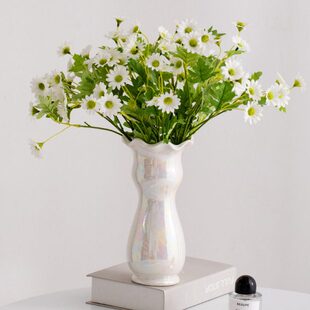 欧式珍珠釉花瓶摆件客厅插花轻奢高级感鲜花插瓶陶瓷器白色艺术小