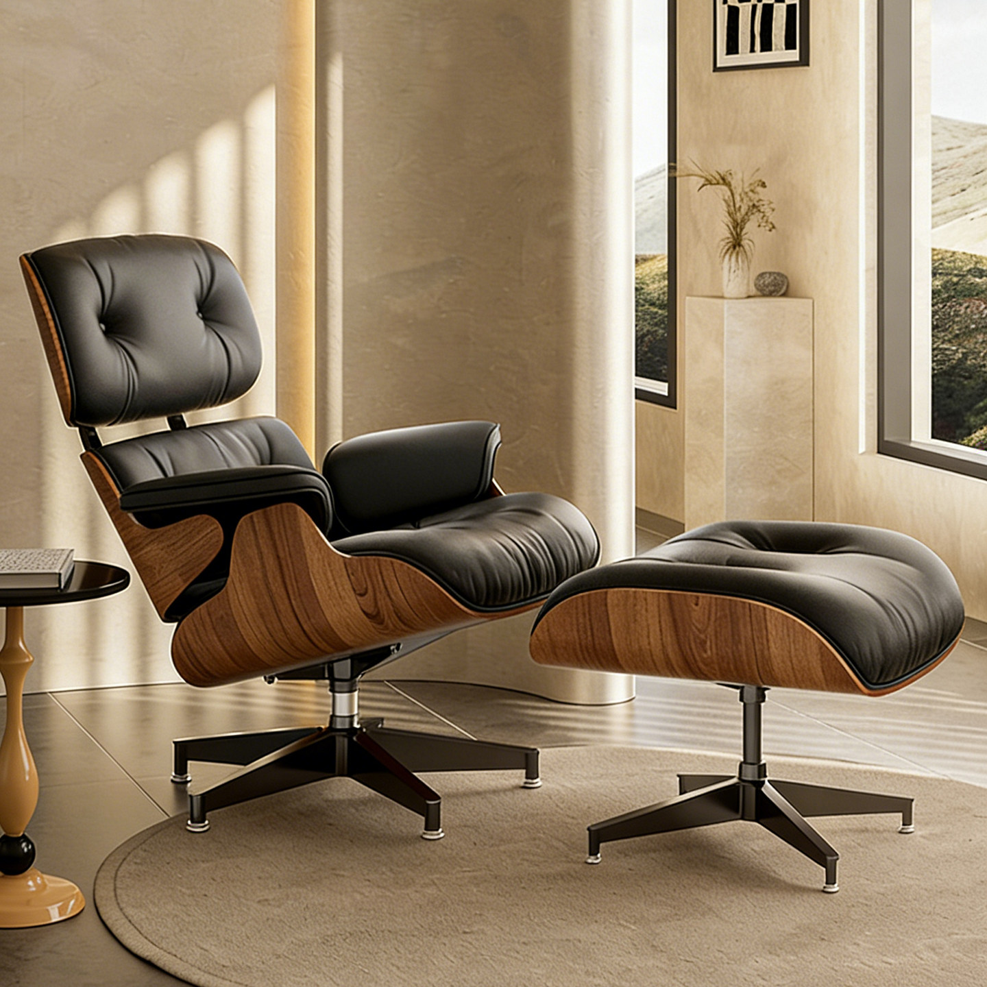 伊姆斯躺椅可拆卸Eames设计师休闲椅客厅单人真皮沙发椅办公躺椅