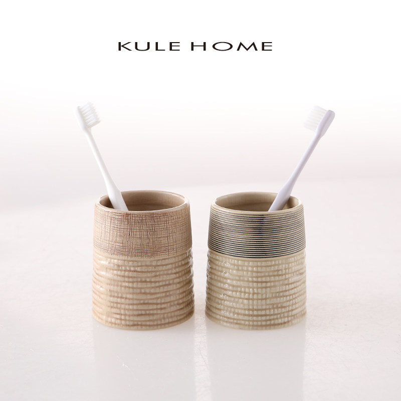 KULE HOME 洗漱杯轻奢情侣家用漱口创意牙具牙膏架简约陶瓷刷牙杯