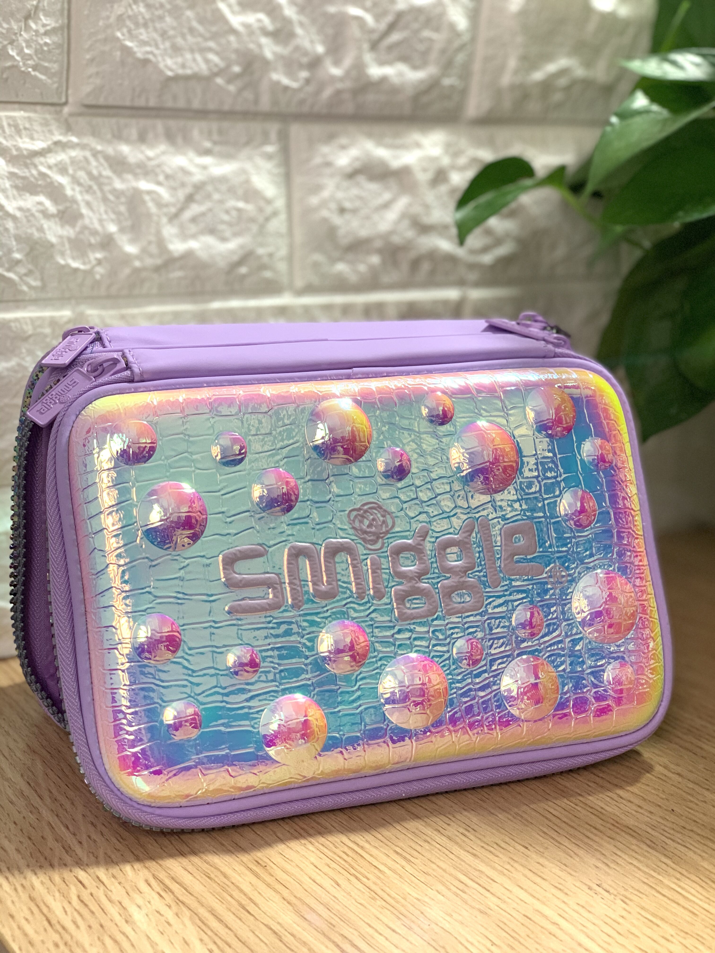 澳洲Smiggle双层笔盒镭射圆点文具盒时尚多功能文具收纳盒礼品