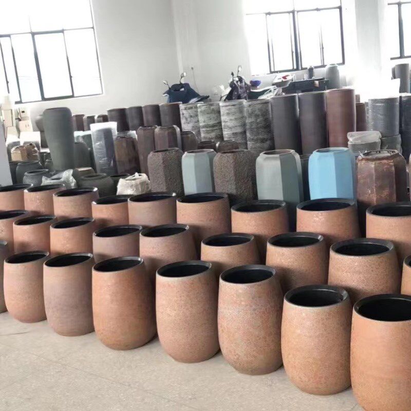 粗陶大号复古户外绿植种树盆客厅阳台庭院落地陶瓷摆件水培鲜花瓶