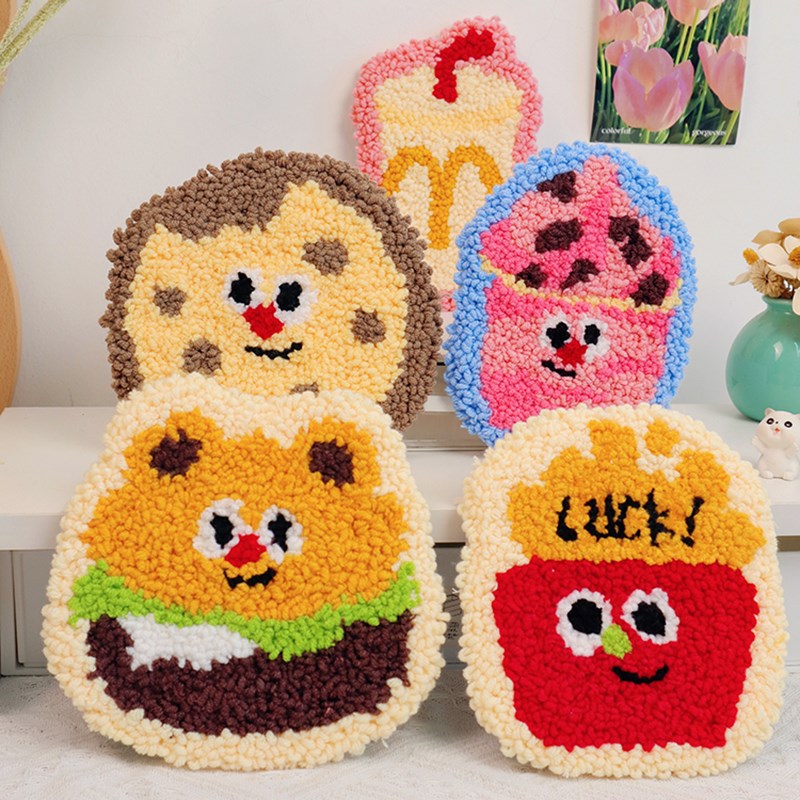 觅思YANG戳戳绣手工diy杯垫自制汉堡薯条材料包隔热解压创意礼物