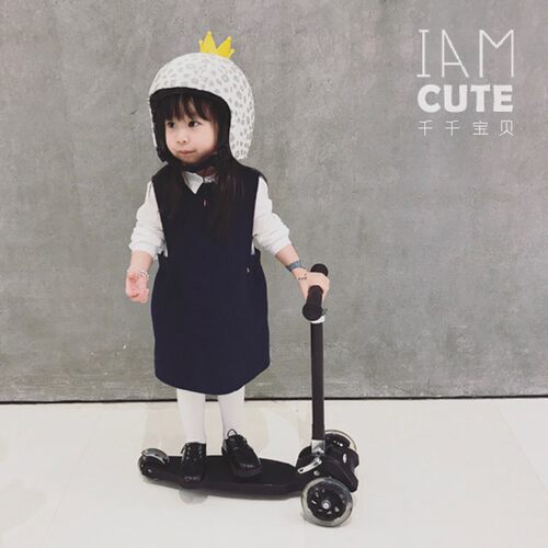 CUTE小千千宝宝marshki幼儿小童可升降折叠闪光轮三轮儿童滑板车