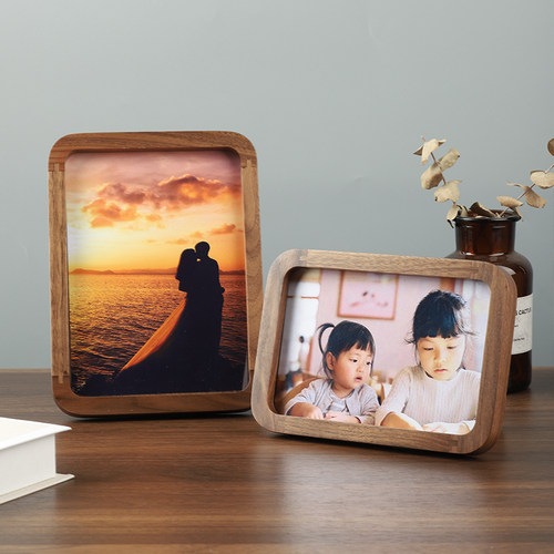 实木做成相框架免费打印照片6/7/8/10寸定制照片挂墙摆台装裱画框