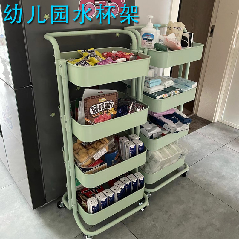 幼儿园移动水杯架桌边牀头麻将机课桌双层金属不锈钢架大容量桌边