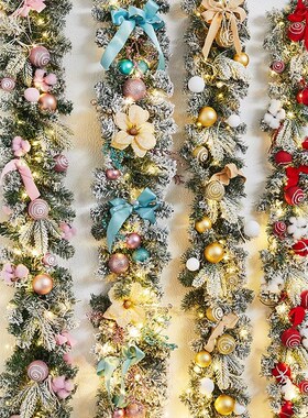 圣诞节装饰藤条仿真加密白色落雪场景布置氛围挂件带灯门挂厂家