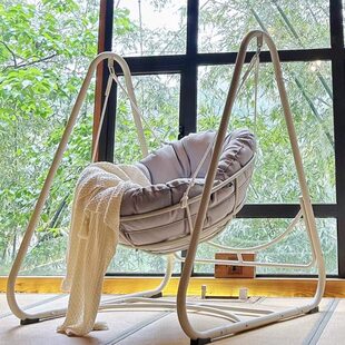 吊椅家用阳台单人摇篮椅网红奶油风室内秋千摇椅客厅少女卧室吊篮