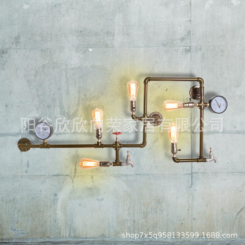 复古怀旧 工业灯创意个性loft齿轮餐厅过道Q酒吧咖啡厅水管壁灯