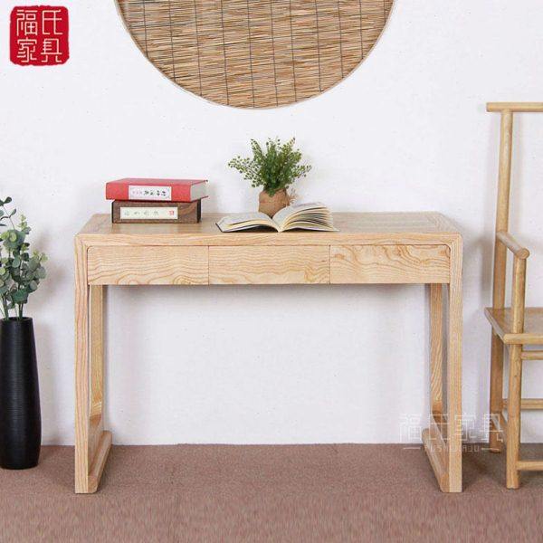 新中式书房全老榆木书桌画案写字台书法桌画桌书台家具定制白蜡木