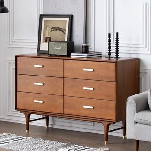 北欧表情六斗柜实木复古橡木餐边柜玄关柜玄关北欧现代收纳多斗柜