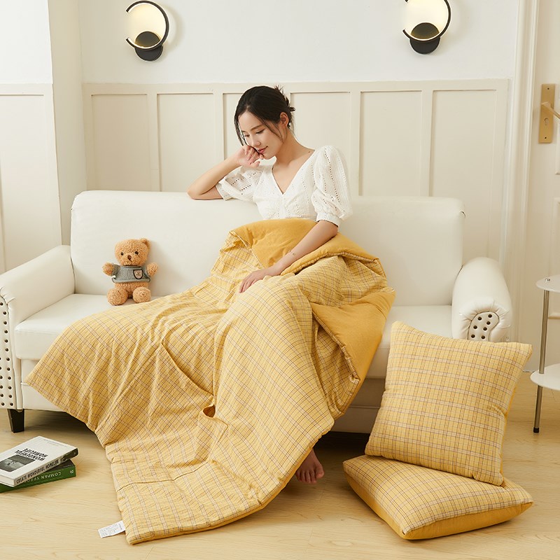 全棉/水洗棉 抱枕m被子两用车用枕头被午睡折叠沙发客厅靠枕二合