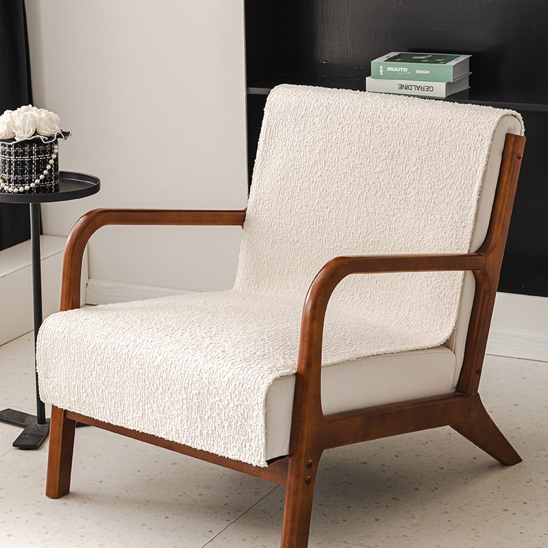 奶油风单人实木沙发坐垫四季通用防滑座垫靠O背连体沙发垫套罩盖