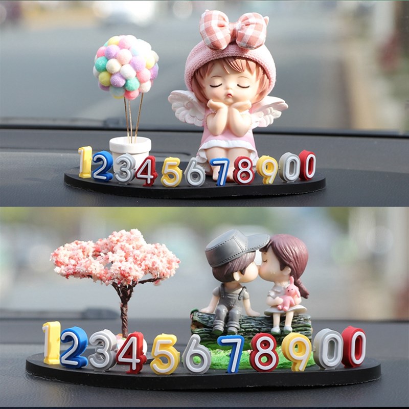 汽车用临时停车移车电话号码牌卡通E可爱情侣车载摆件装饰品挪车