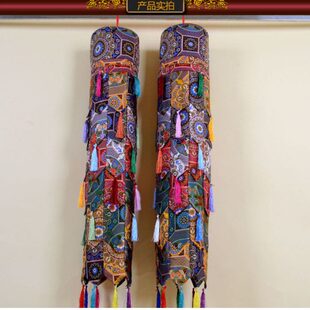 藏式幢幡宝盖 民族风居家饭店装饰印度布五彩尖角胜利幢五彩筒1米