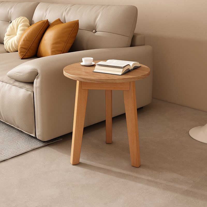 实木小圆桌50cm圆m茶几沙发边几60cm 圆型客厅茶桌小户型原木矮桌