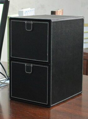 美尚 创意皮革CD收纳盒 二抽屉式DVD碟片整理柜 高档桌面储物箱