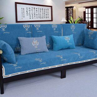 新中式红木组合沙发坐垫防滑布艺简约可定制抱枕靠枕坐垫套罩巾