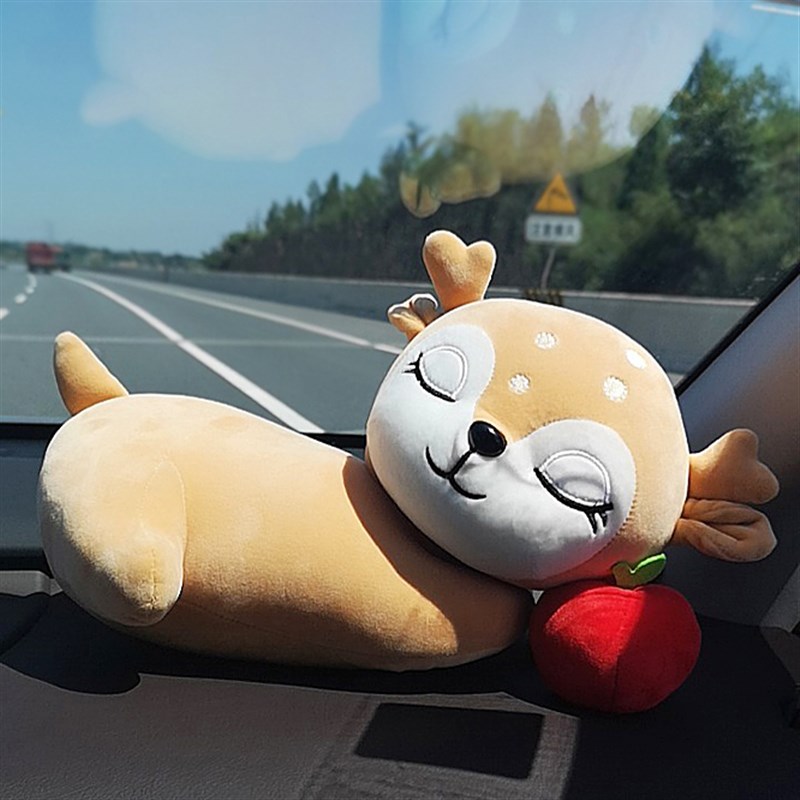 可爱一路平安汽车用小o鹿公仔车载竹炭包去异味甲醛装饰品后窗摆