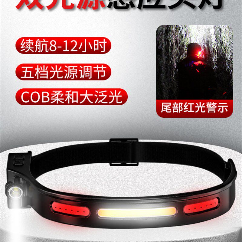 新款头灯钓鱼专用超长续航夜钓充电强光锂电野钓头戴感应灯垂钓灯